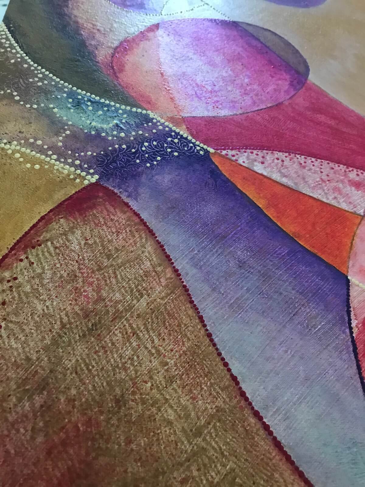 Experimenting with abstract painting, I realised this one was a dance with boundaries.