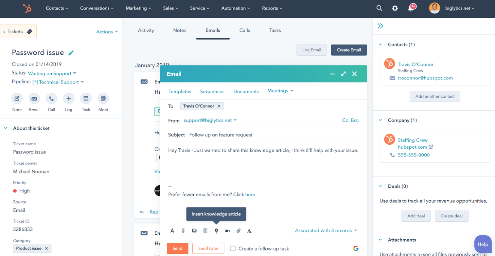 hubspot ticketing management