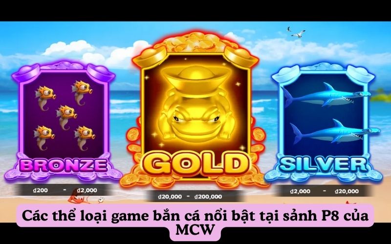 Các thể loại game bắn cá nổi bật tại sảnh P8 của MCW