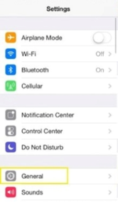 Go to the iPhone Settings and click on General.