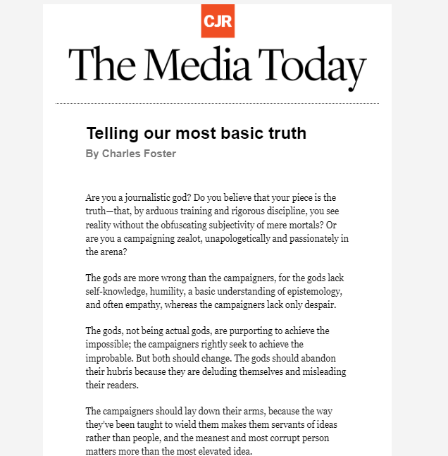 Розсилка від Columbia Journalism Review The Media Today про розвиток медіабізнесу