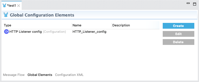 Global Elements tab with one HTTP Listener configuration