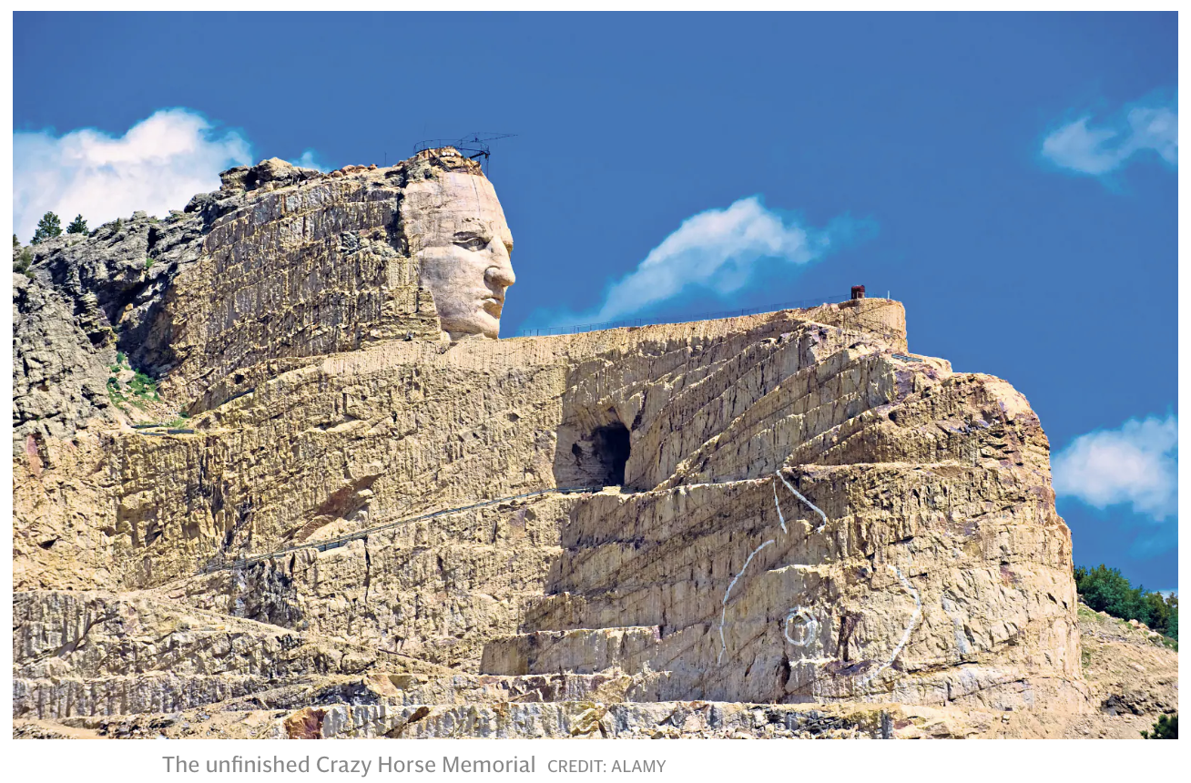 Photograph of the unfinished Crazy Horse memorial.