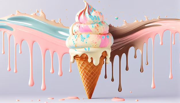 Colorful Ice Cream With Different Flavors