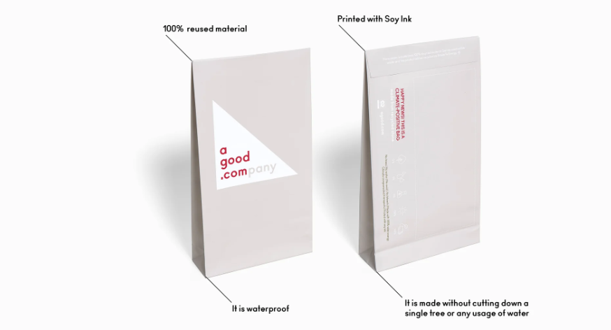 A good company's packaging includes waterproof, 100% reused material that is printed with Soy Ink. It is made without cutting a tree or using water.