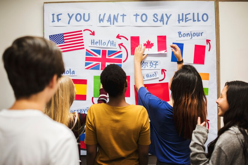 teenager-people-national-flags-board