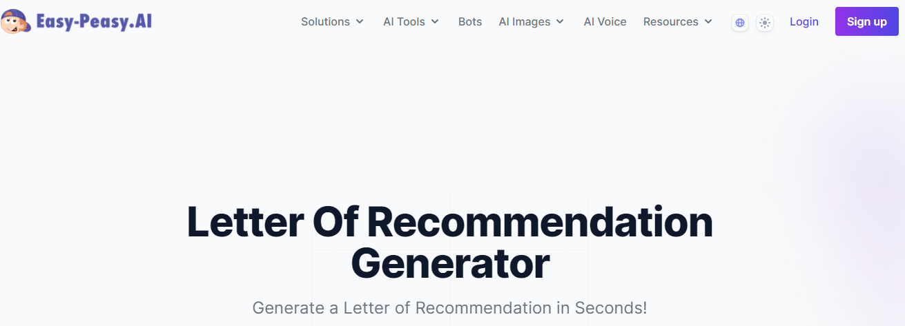 Easy-Peasy.AI's Free AI Letter of Recommendation Generator