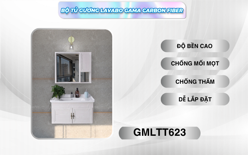 Bộ tủ gương Lavabo GAMA cao cấp GMLTT623