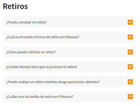 Encuentre toda la información necesaria en la página de preguntas frecuentes de FXNovus.