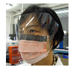 Text Box: Face mask with face shield, which is not a respirator. Source: Berkeley Lab EHS. 