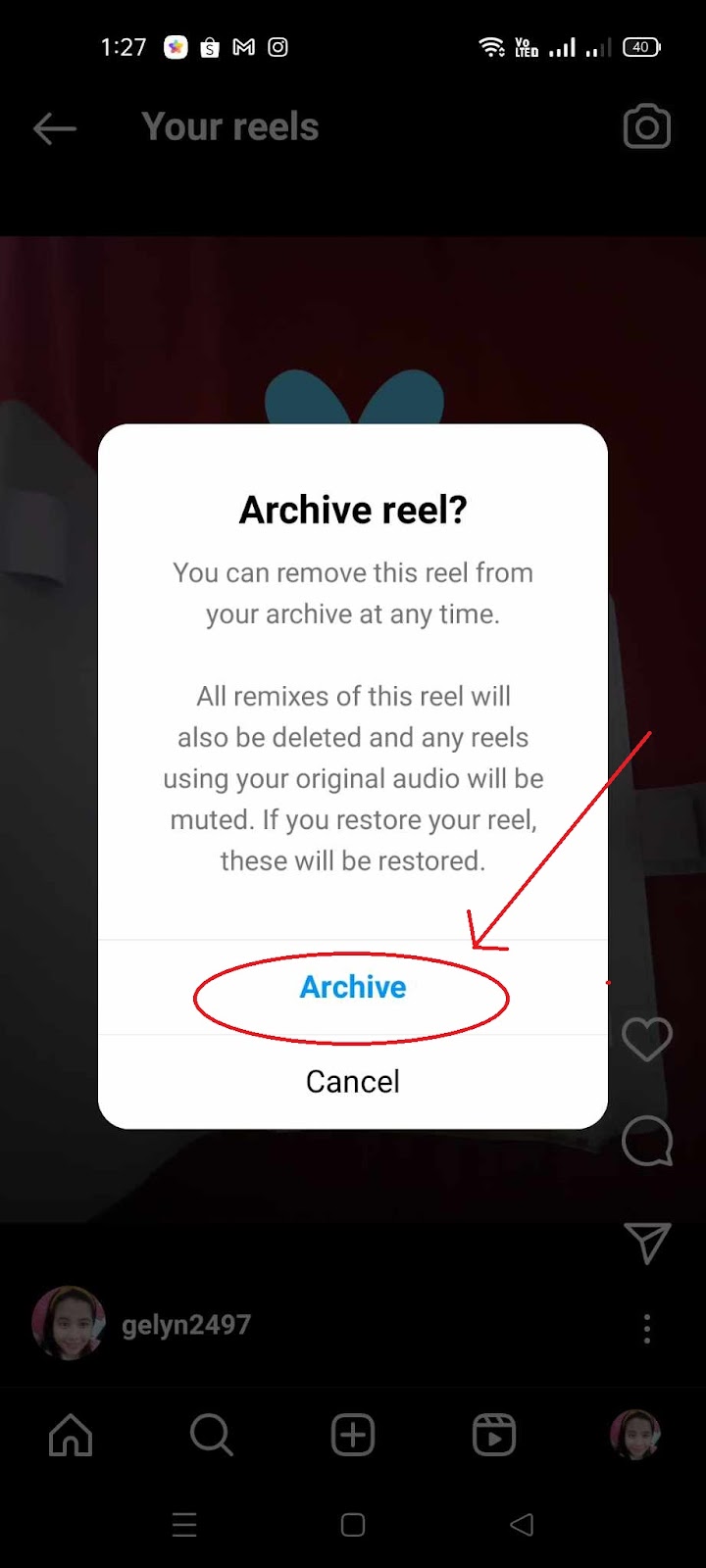 Archive Reels on Instagram - Confirm Archive