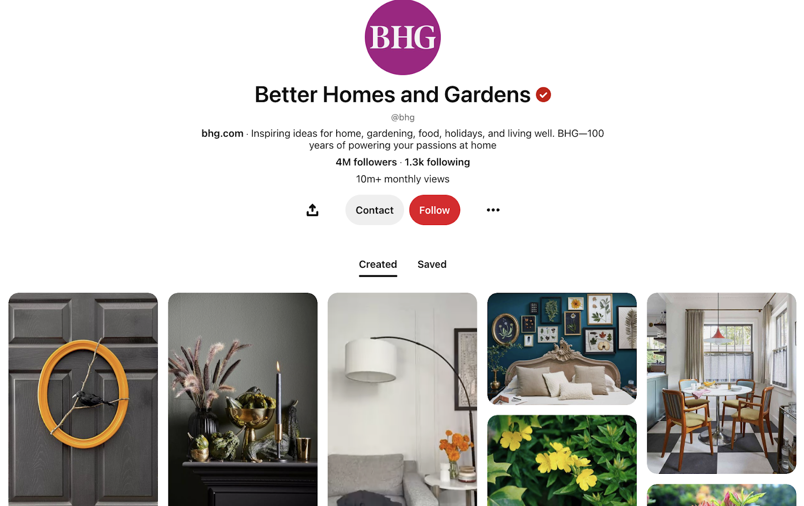 seo for pinterest tips; Better Homes & Gardens Company Profile