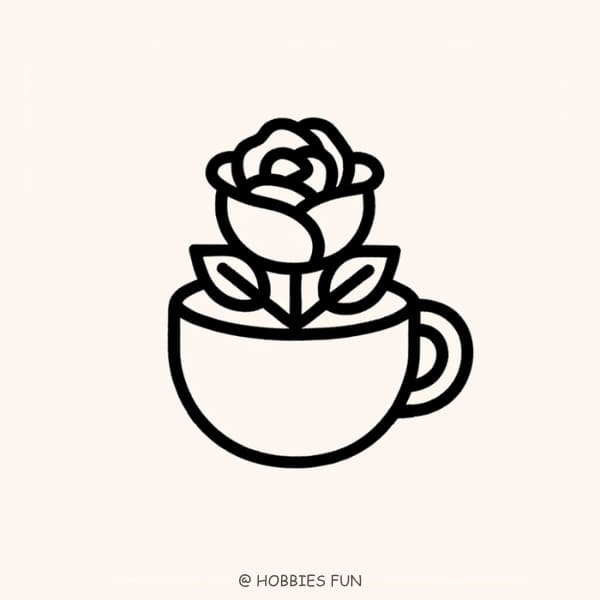 Easy Rose in Cup Drawing