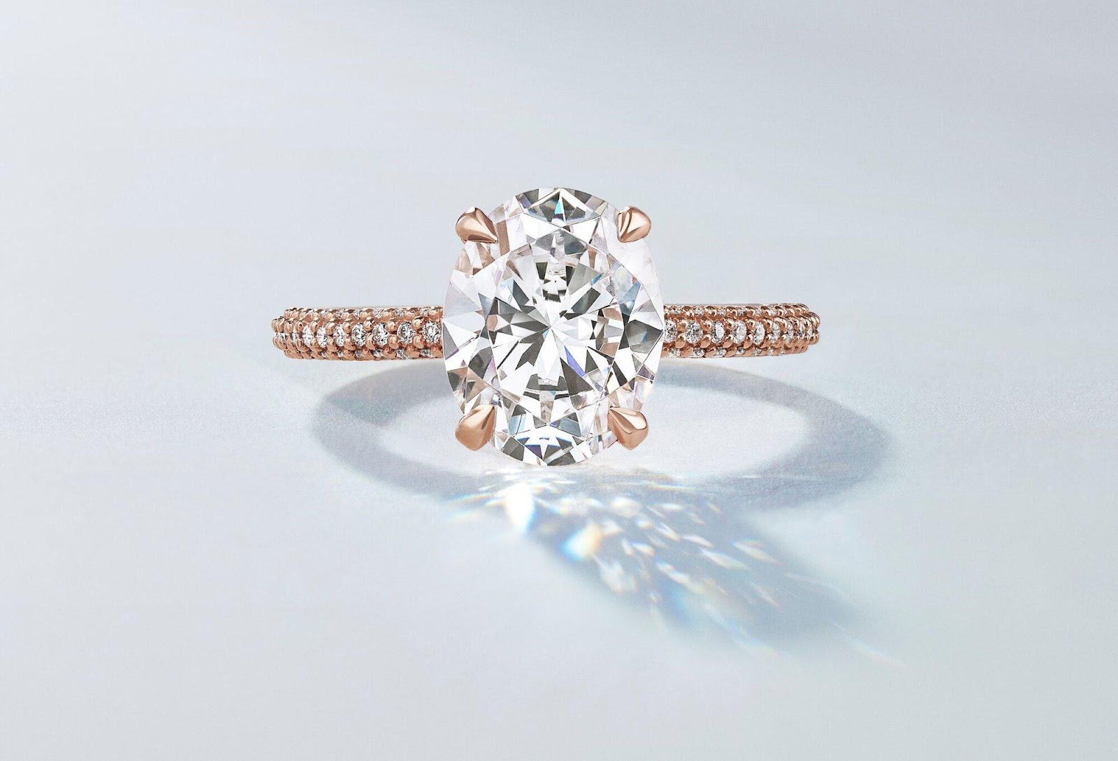 Rose gold diamond engagement ring.