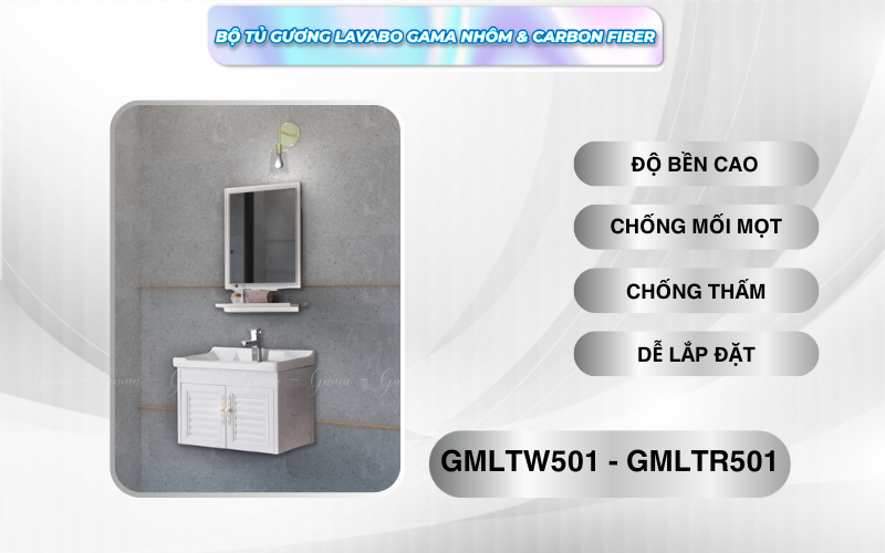 Bộ tủ gương Lavabo GAMA cao cấp GMLTW501-GMLTR501