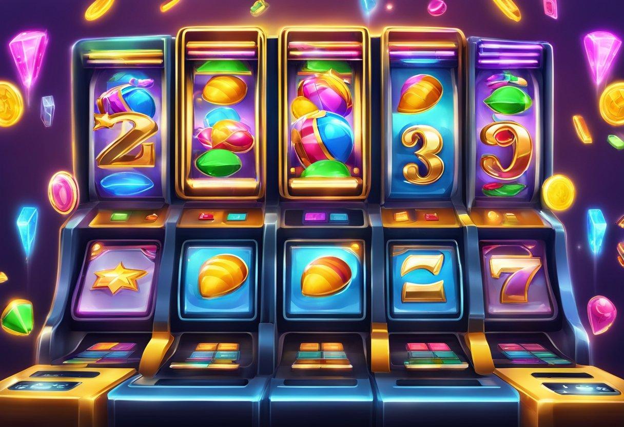 A slot machine with numbers and symbols

Description automatically generated