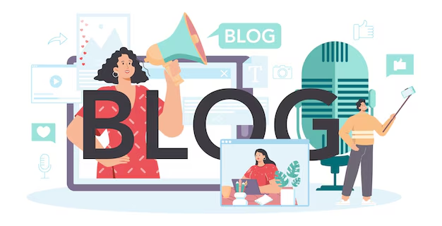 Illustration of Blogging and a Headline for a Blog