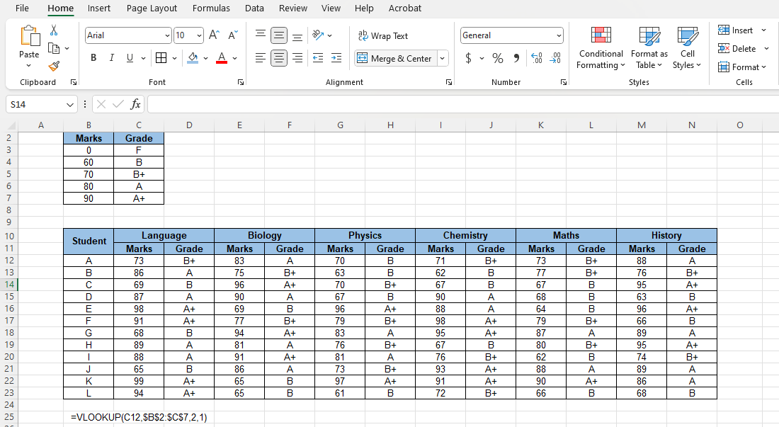 How to Calculate the Grades of a Student using Spreadsheets