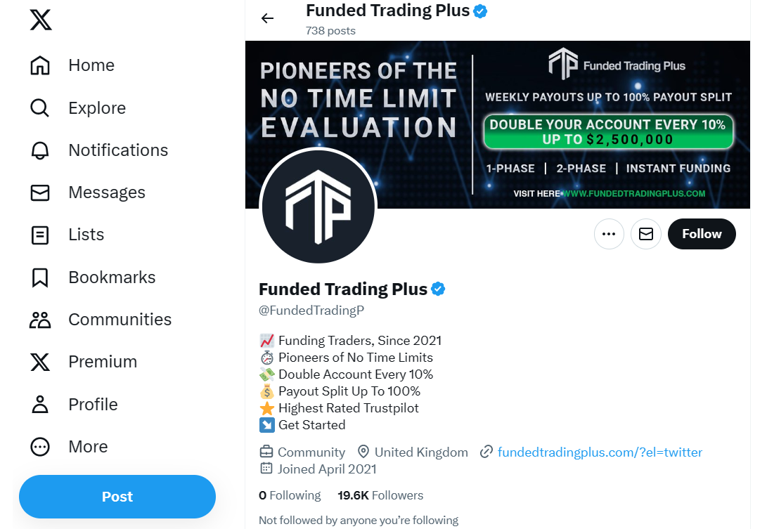 Funded Trading Plus Twitter reviews