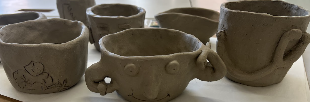 Clay pottery made by students