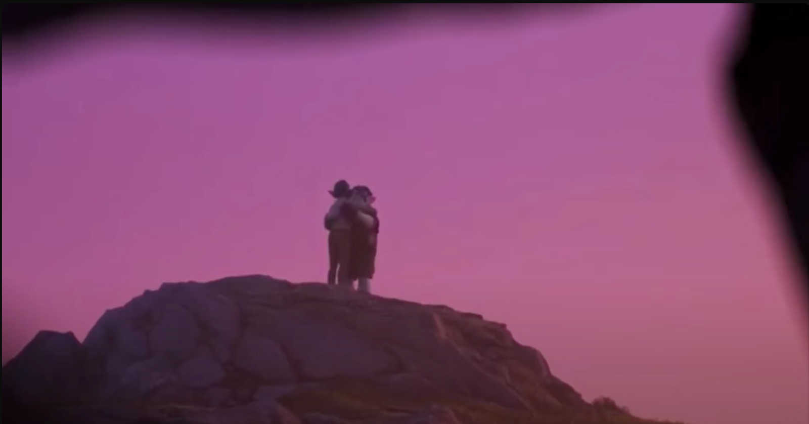 Barley from the movie Onward hugs his father before his dad goes back to being a ghost.
