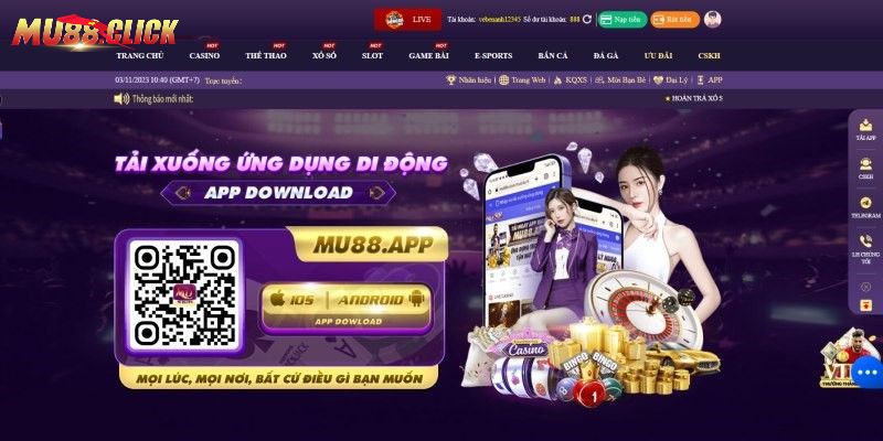 Nhấp chọn link để tải App MU88 về thiết bị Android