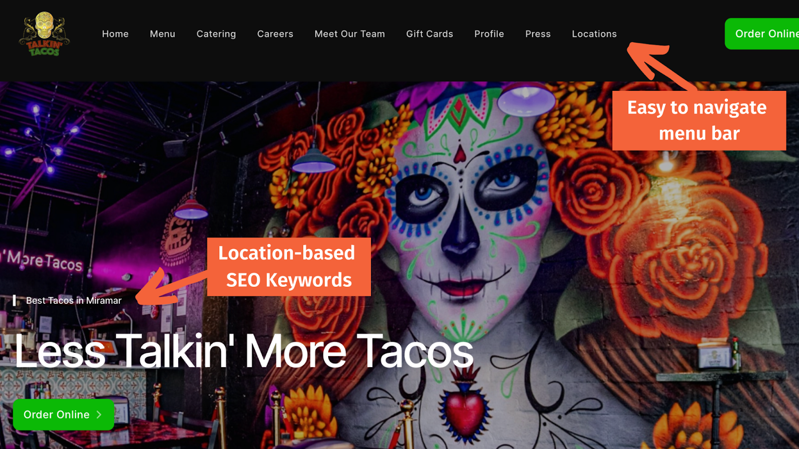 Talkin' Tacos Website example