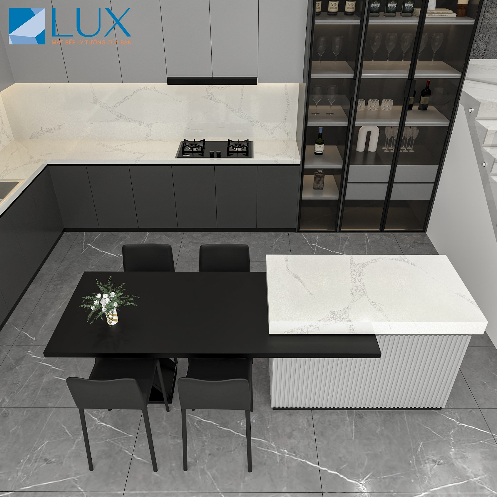 Bàn đảo bếp Lux quartz