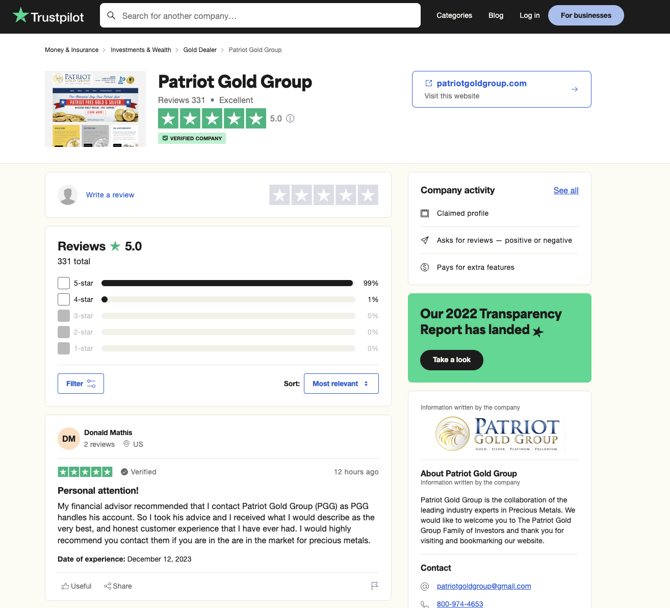 Patriot Gold Group complaints on Trustpilot 1