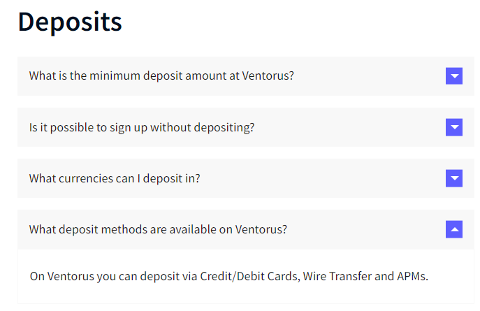 Ventorus Funding Methods