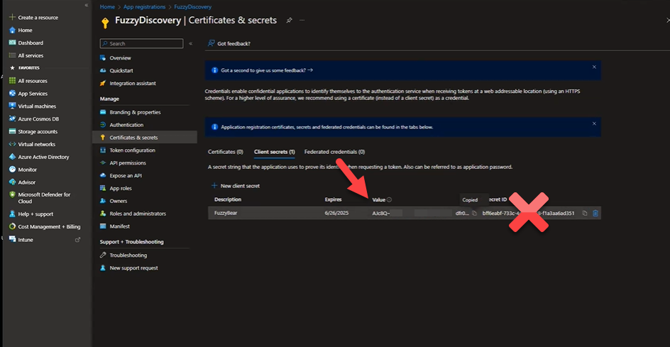 Setup of Discovery Connection Azure