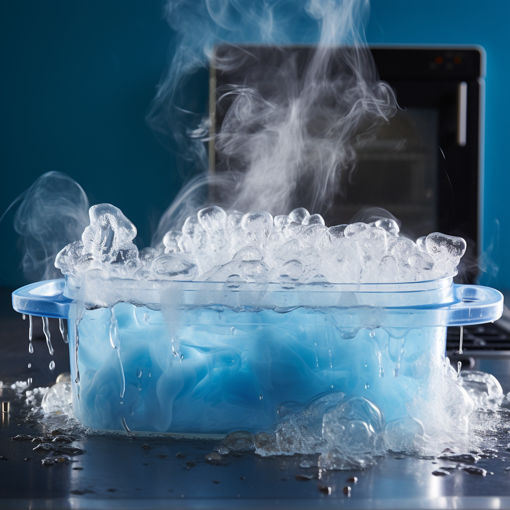 depiction of boiling water in plastic tupperware