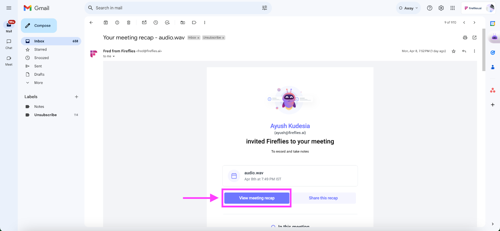 WAV trimmer - Notification email from Fireflis