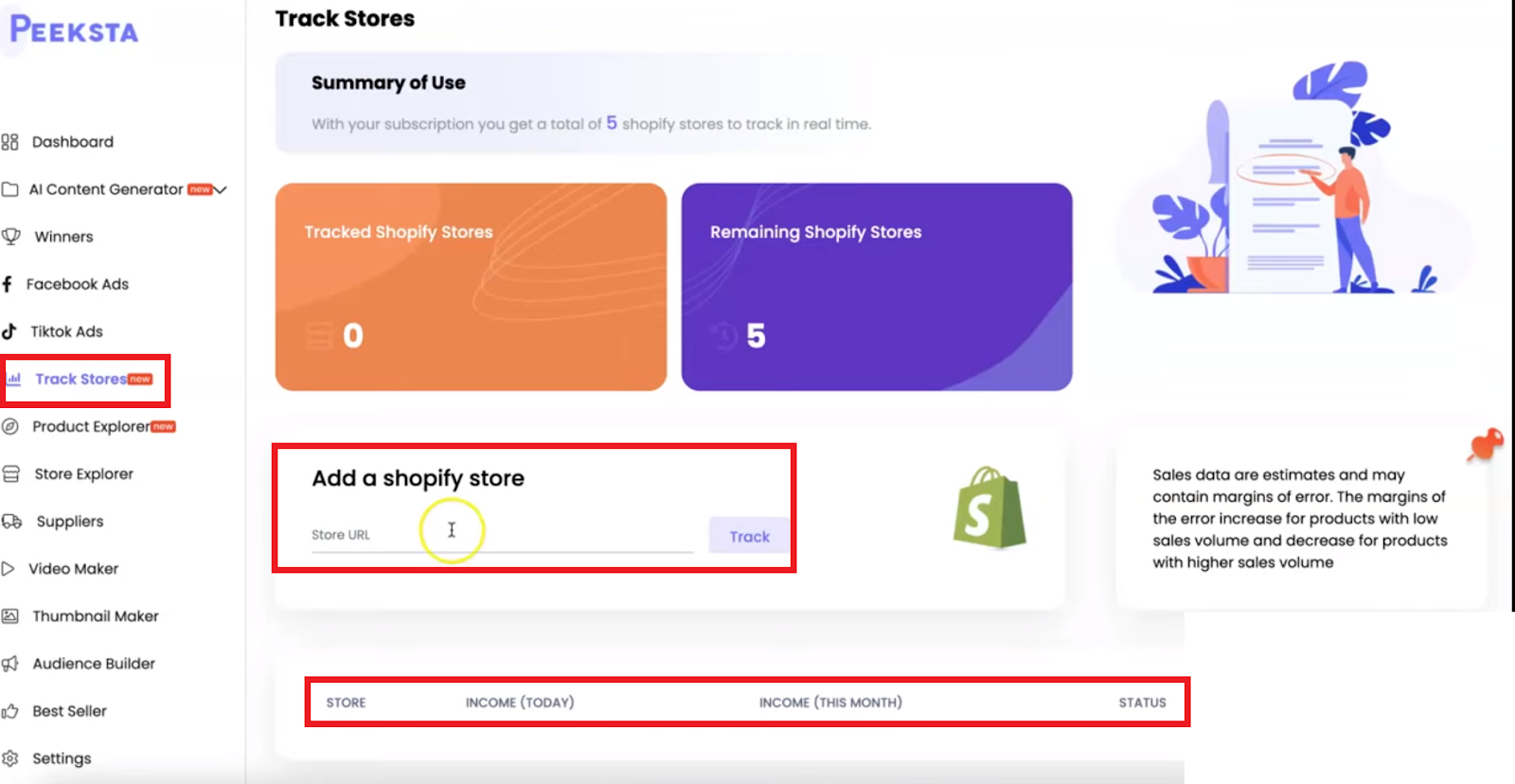 track shopify stores