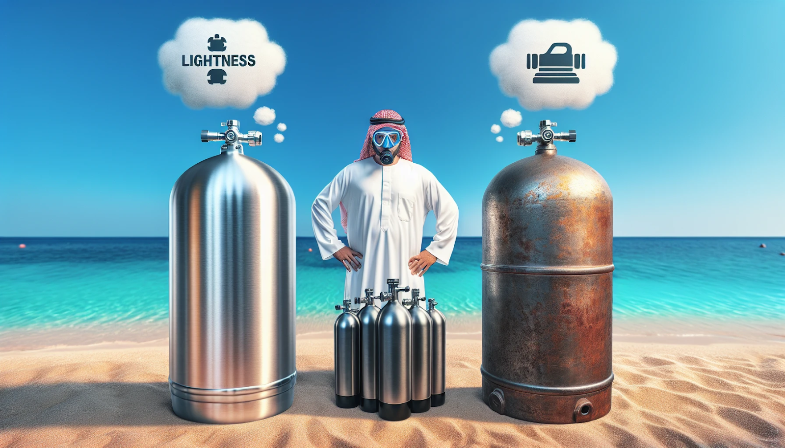 Comparison of aluminum and steel scuba tanks