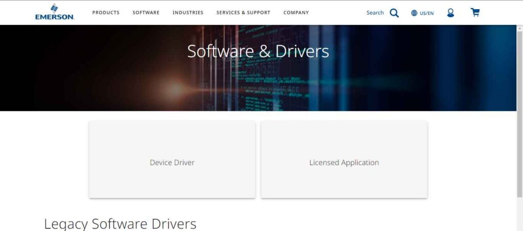 Emerson Software & Drivers page