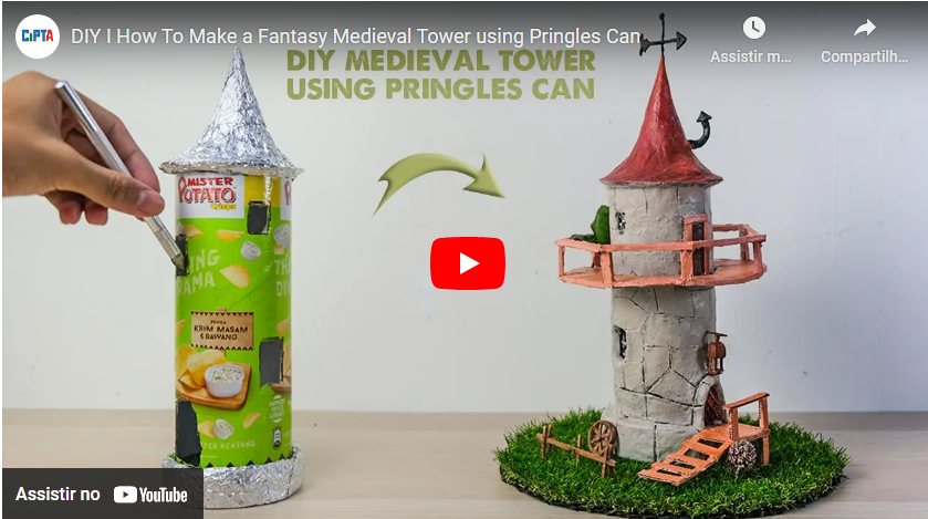 como fazer um castelo com lata de batata pringles