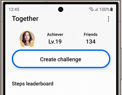 Create challenge highlighted in Samsung Health