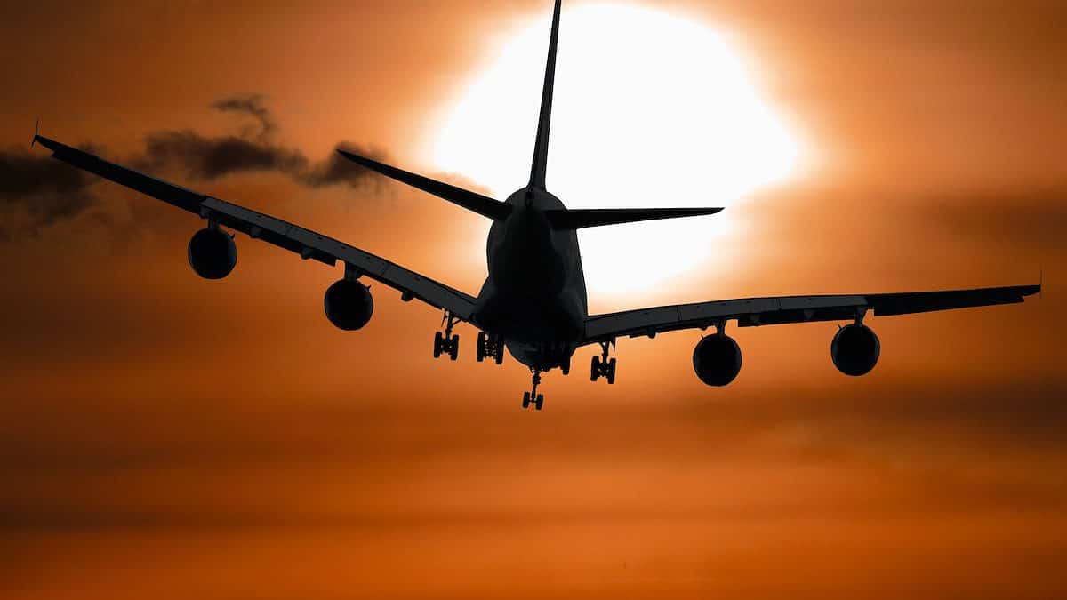 Shadow Image of a Plane Flying during Sunset