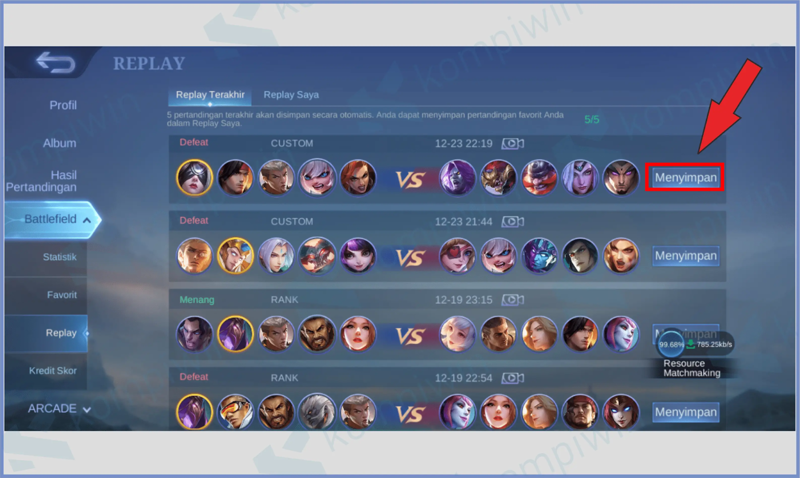 Cara Download Replay Mobile Legend