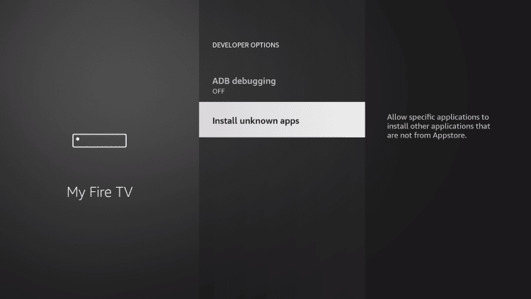 Captura de pantalla de los ajustes de Amazon Firestick - Mi Fire TV