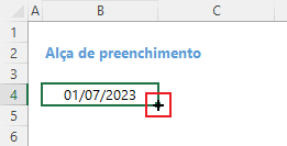 Alça de preenchimento com data no excel