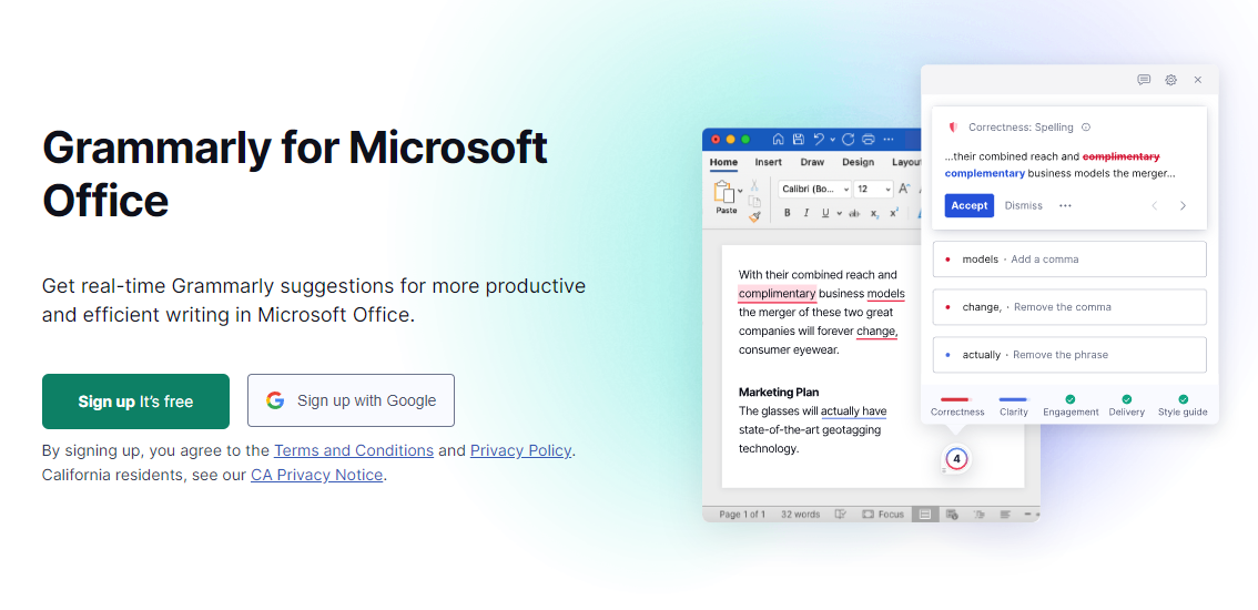 Microsoft Office Plug-in for Grammarly