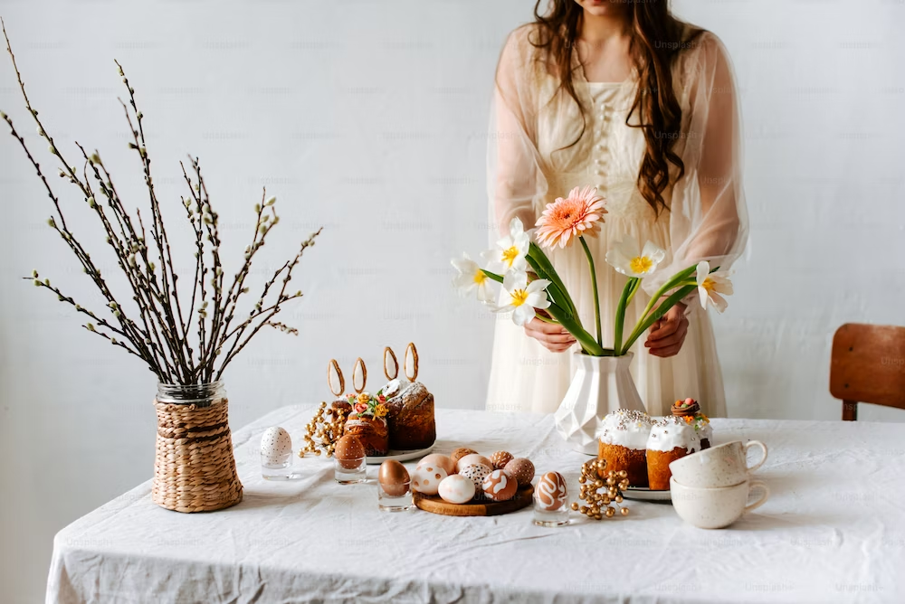 A Girl is Setting Flowers in A Vase