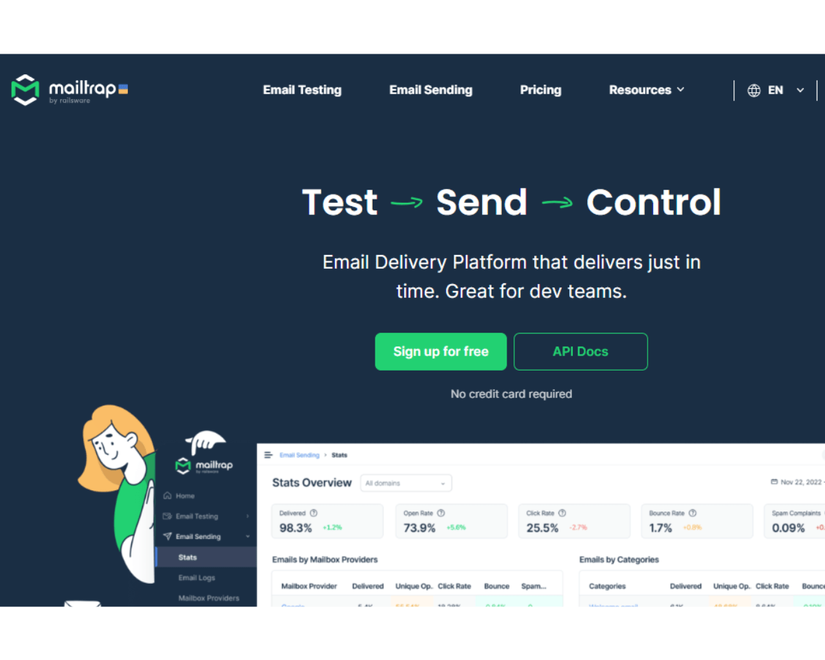 mailtrap landing page