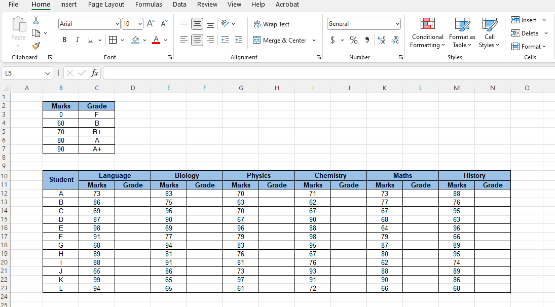 How to Calculate the Grades of a Student using Spreadsheets