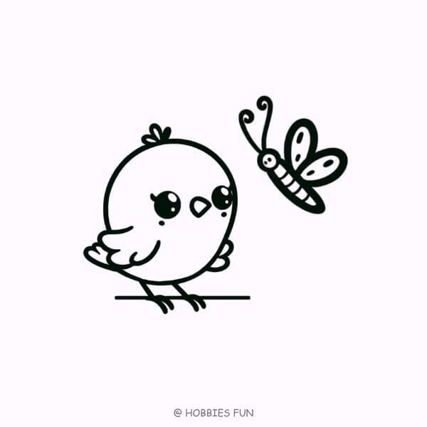 easy bird to draw, Bird and Butterfly