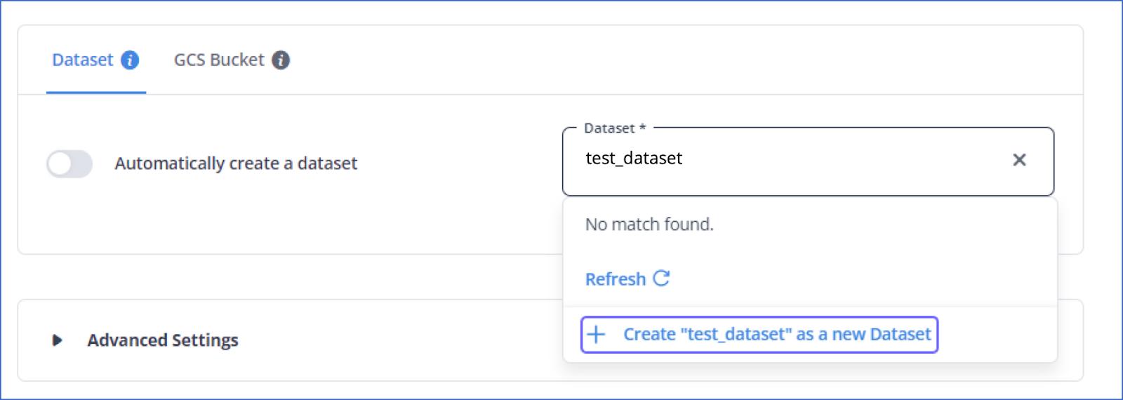 BigQuery to BigQuery: Manually Selecting a BigQuery Project Dataset