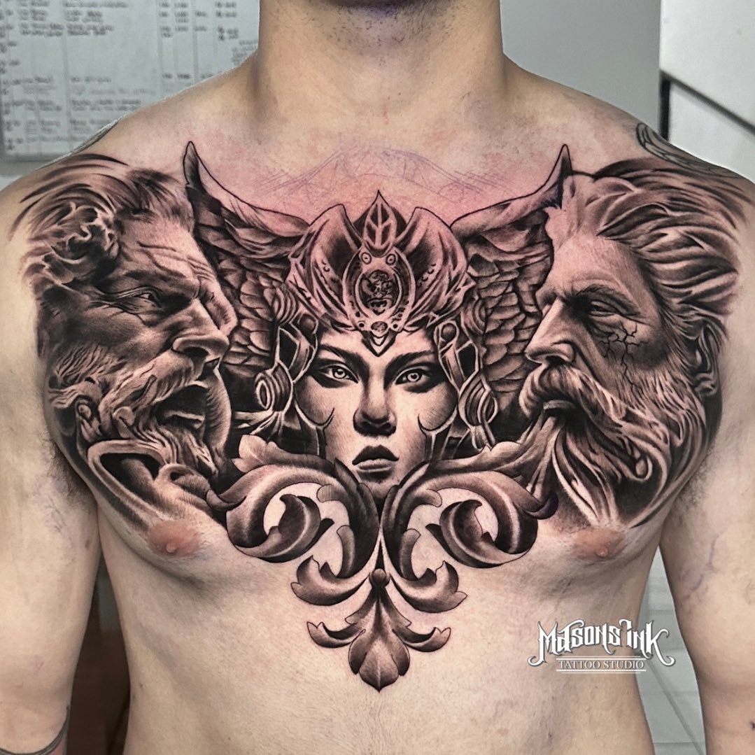 Full Chest Tattoo by Mason’s Ink Tattoo Studio