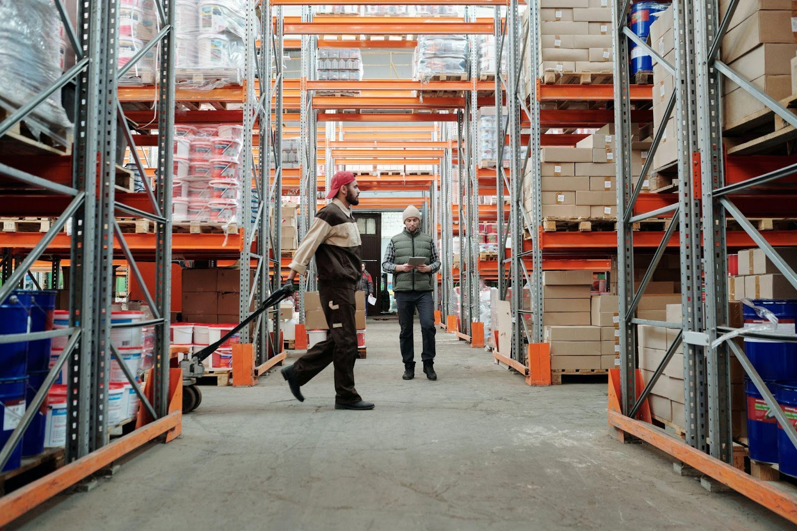  two men working in a warehouse